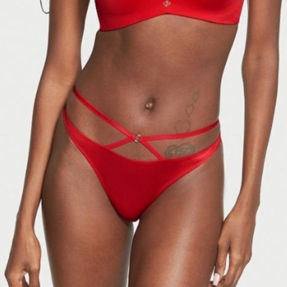 NWT Victoria’s Secret Very Sexy Strappy Thong Silky Smooth Satin V-String Panty - Picture 9 of 16
